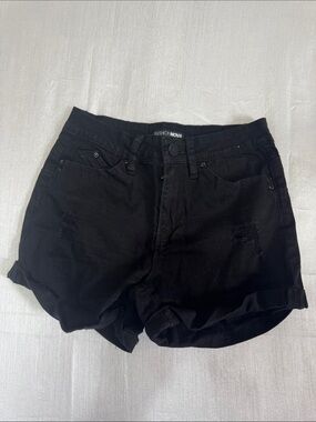 Fashion Nova Black High-Rise Distressed Denim Shorts